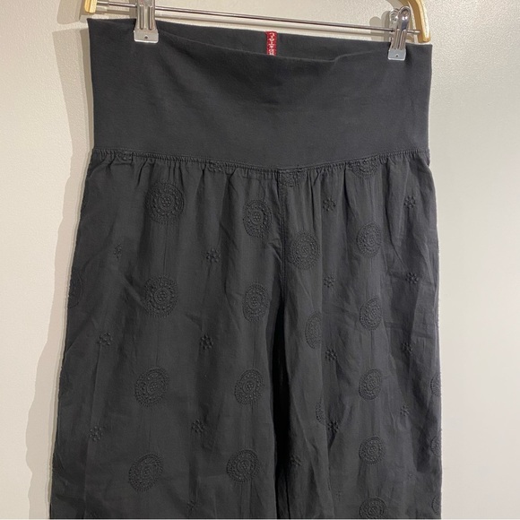 Vintage Hard Tail wide leg pants fold over waist lined 100 cotton embossed print - Picture 5 of 11